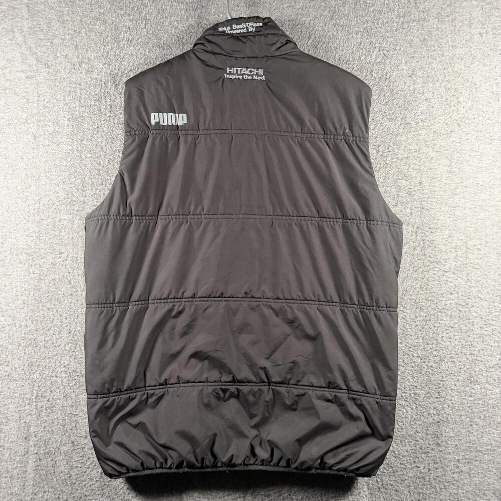 Puma Vest Mens Large Black Puffer Full Zip Hitachi Promo Insulated Reflective - Picture 2 of 8